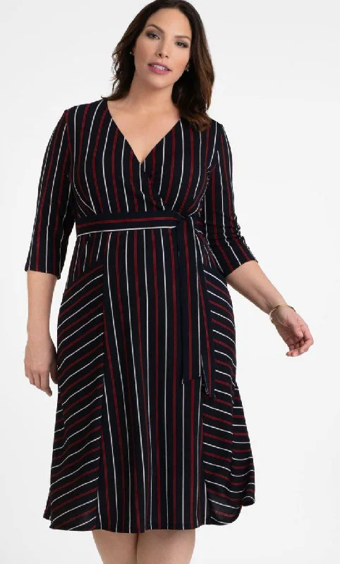 Kiyonna Short Faux Wrap Dress Formal Cocktail with Pockets