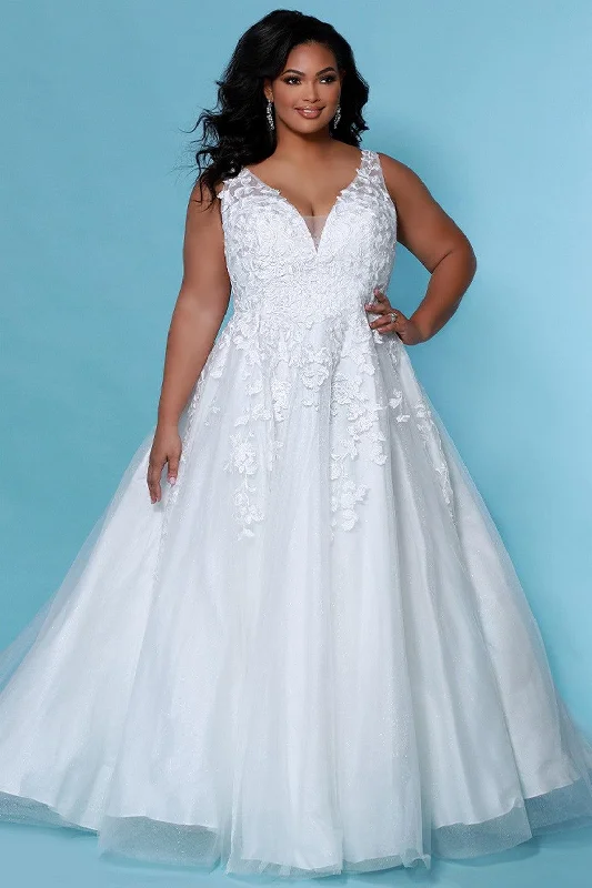 Sydneys Closet SC5259 Plus Size Long Sleeveless Wedding Dress