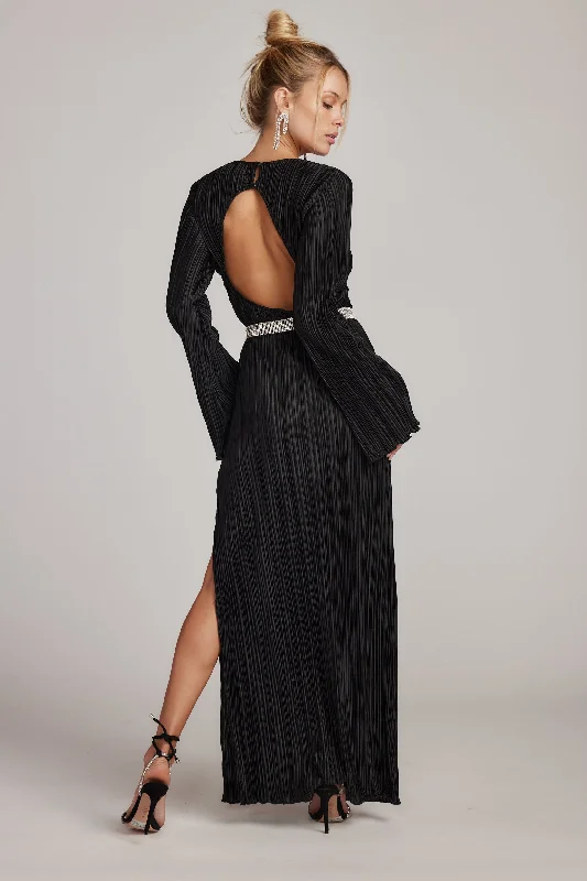 Tate Black Plisse Maxi Dress