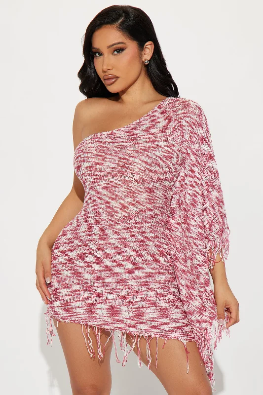 Taylor Fringe Knit Mini Dress - Mauve/combo