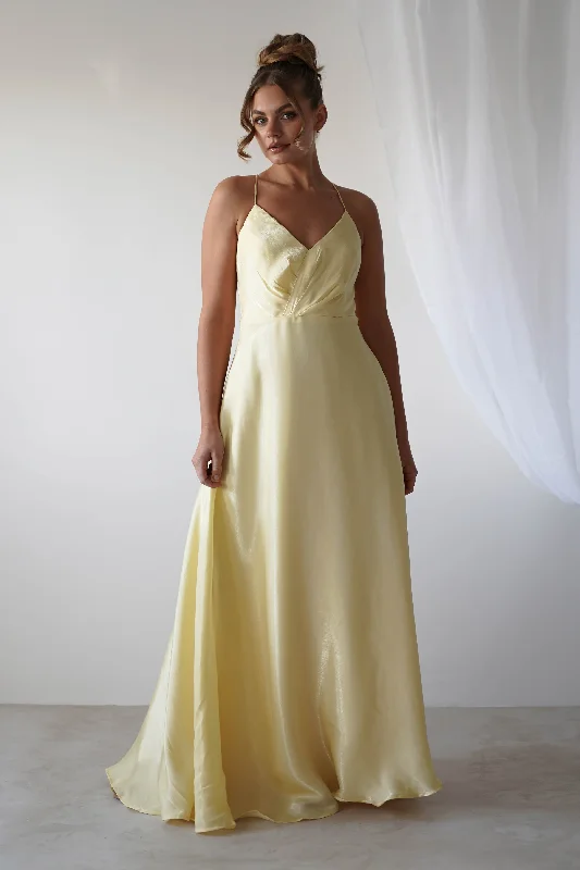 Tully Criss Cross Maxi Dress | Soft Yellow