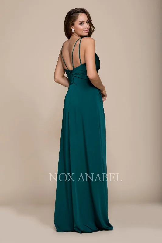 V-NECK FULLY LINED  PROM DRESS WITH SIDE SLIT 8347 BY NARIANNA