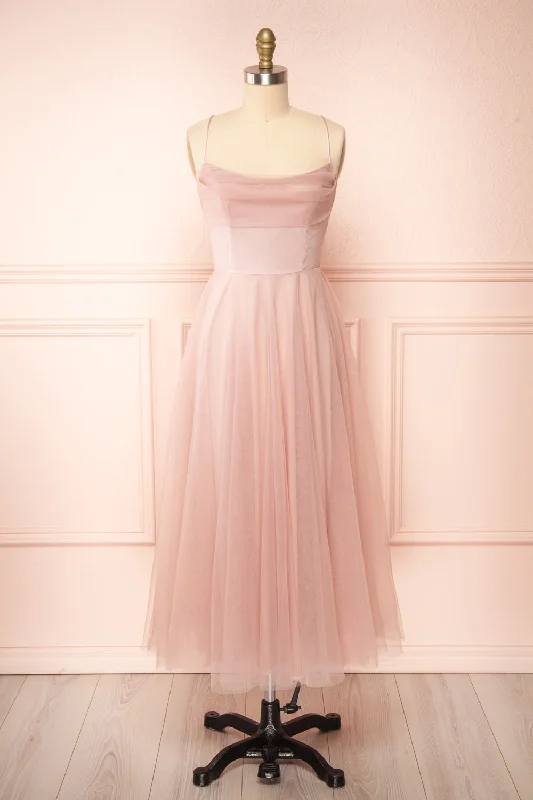 Valerie Blush | A-Line Tulle Midi Dress