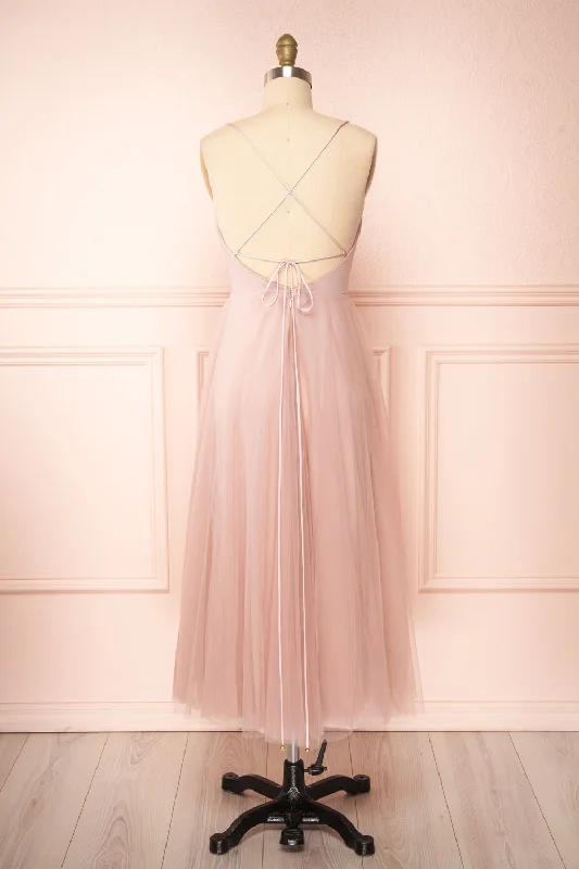 Valerie Blush | A-Line Tulle Midi Dress