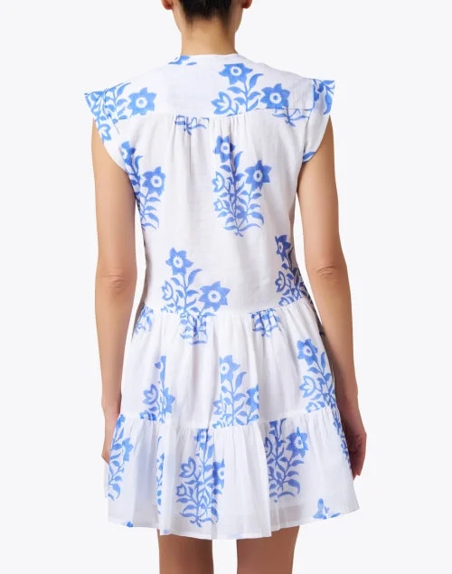 White and Blue Print Cotton Dress