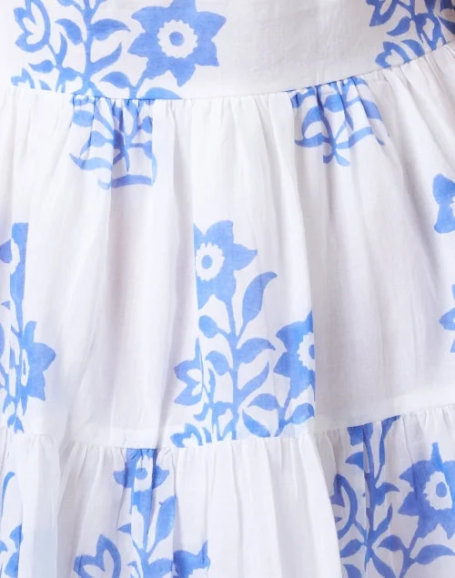 White and Blue Print Cotton Dress