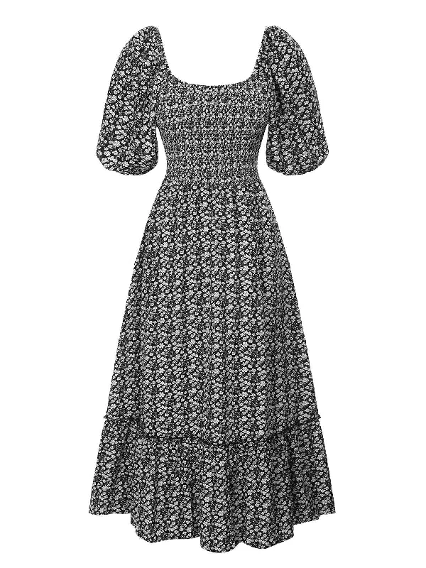 1940s Square Neck Backless Dress