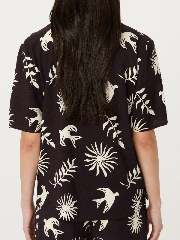 The Printed Camp Collar Blouse in Mahogany