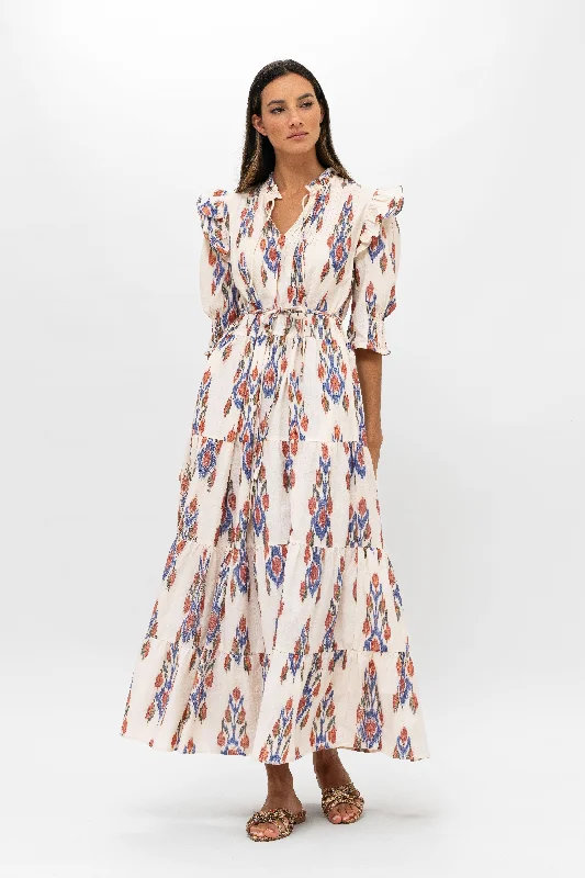 Cinched Pintuck Maxi- Sanford Cream