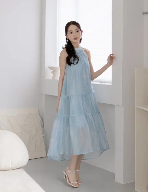 Adelia Organza Ombre Dress in Blue