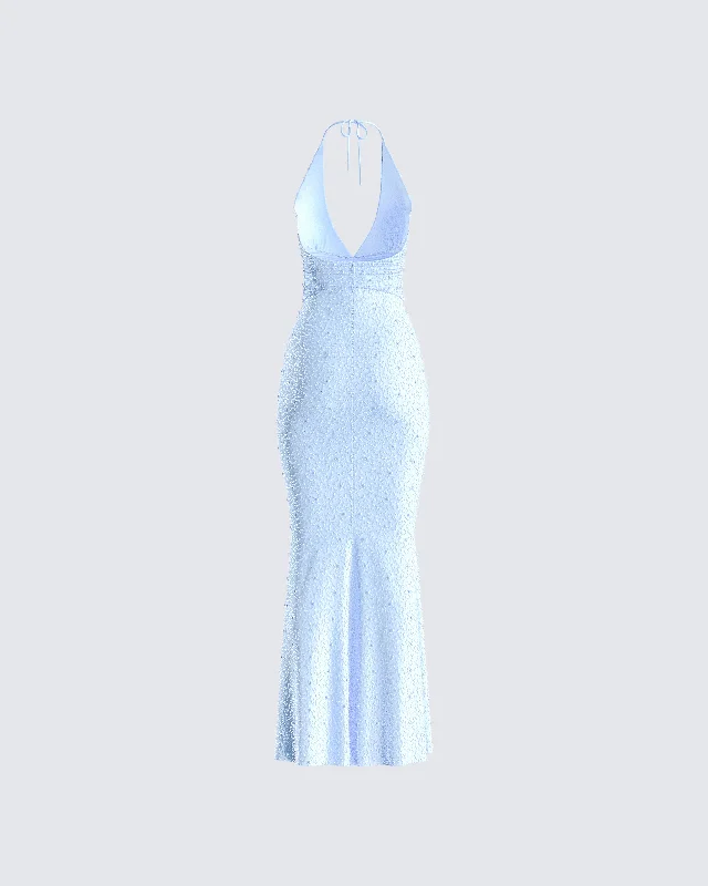 Dana Baby Blue Beaded Maxi Dress