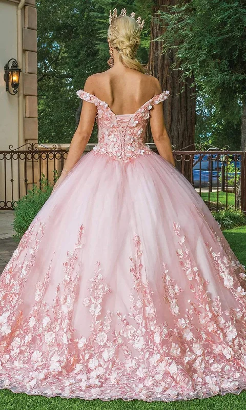 Dancing Queen - 1569 Off Shoulder Floral Applique Ballgown