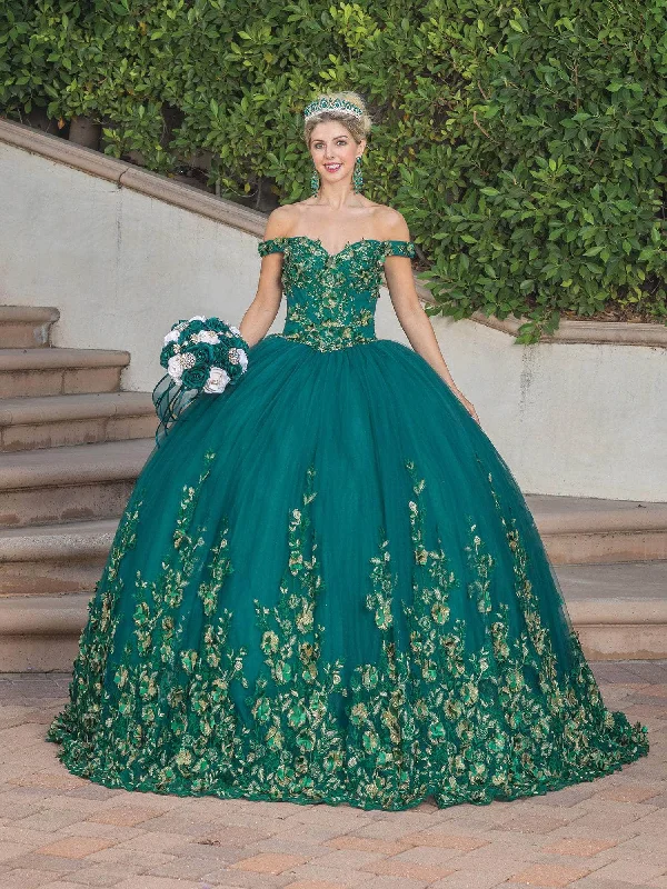 Dancing Queen - 1569 Off Shoulder Floral Applique Ballgown