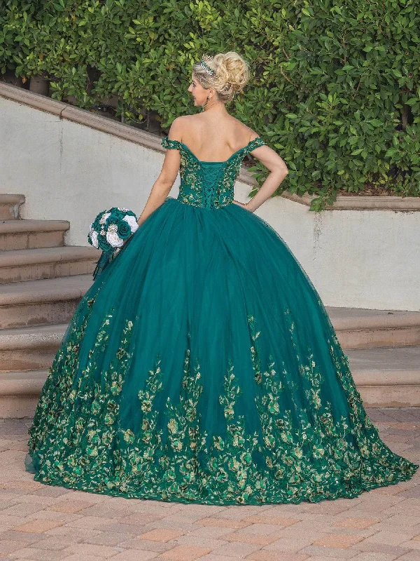 Dancing Queen - 1569 Off Shoulder Floral Applique Ballgown