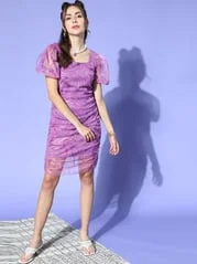 Elegant Purple Abstract Volume Play Dress