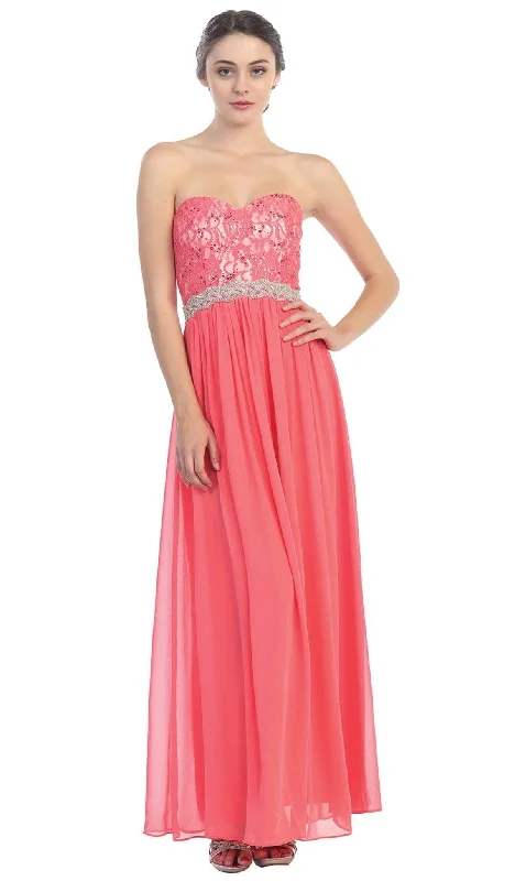 Eureka Fashion - Strapless Sequined Lace Bodice A-Line Gown