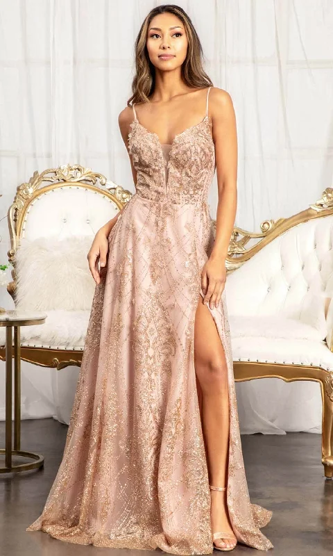 GLS by Gloria GL3031 - Embroidered Plunging Sweetheart A-Line Dress