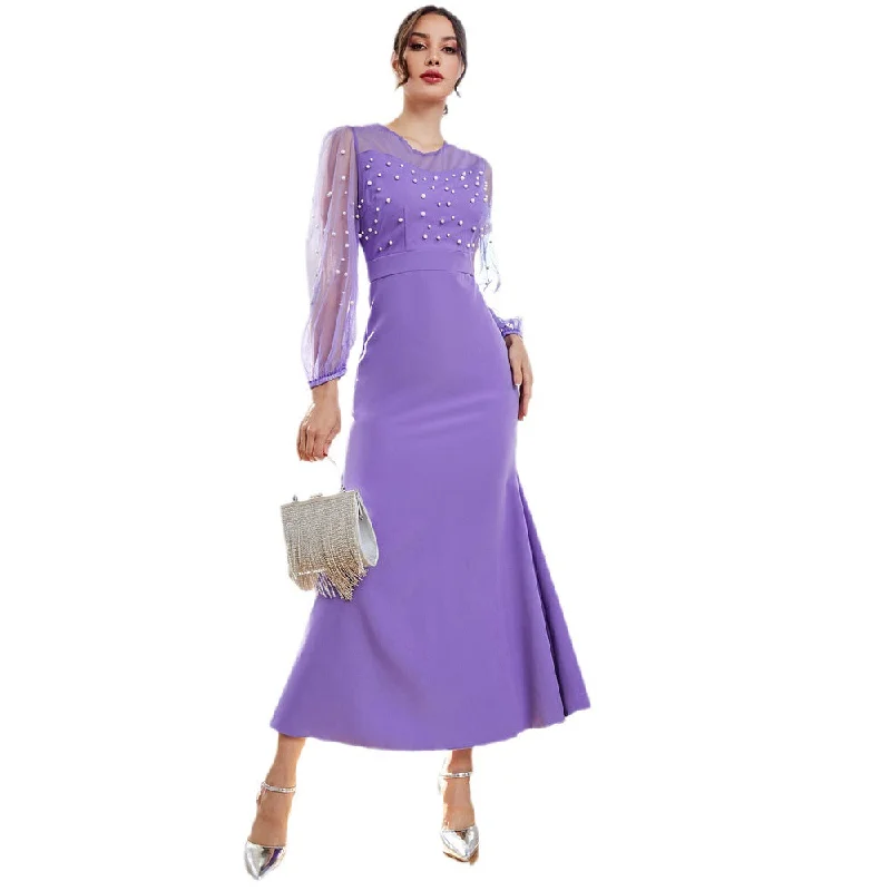 NiDELL Bx.901 Autumn New European and American Women's Clothing . Fashionable Elegant Beaded Dress in Stock