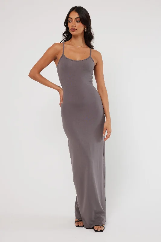 Perfect Stranger Back to Simple Maxi Dress Charcoal