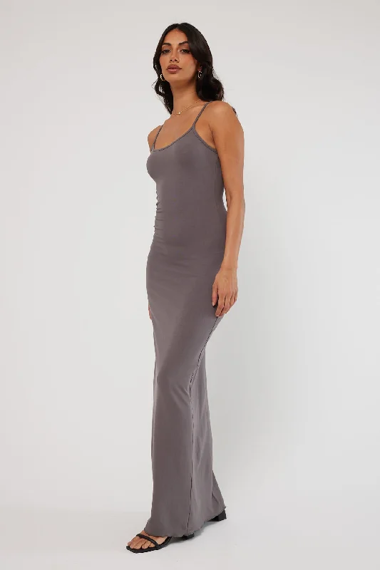 Perfect Stranger Back to Simple Maxi Dress Charcoal