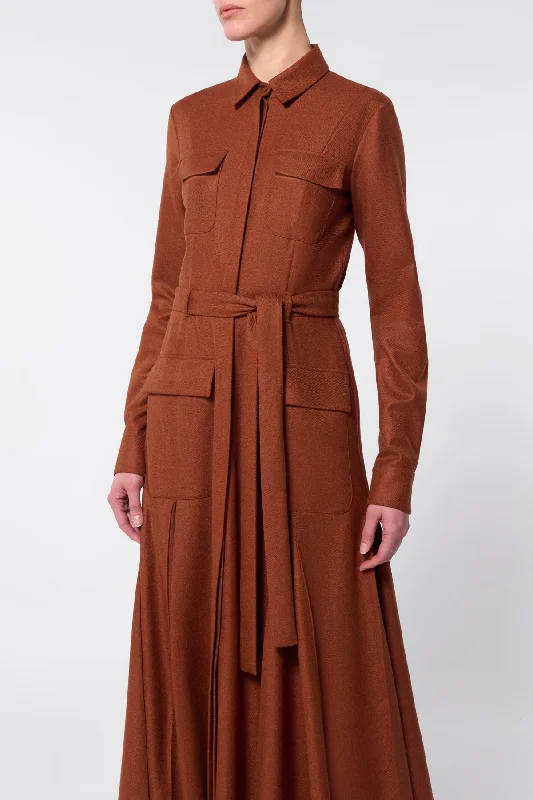 Roe Shirtdress in Rust Melange Virgin Wool Cashmere Flannel