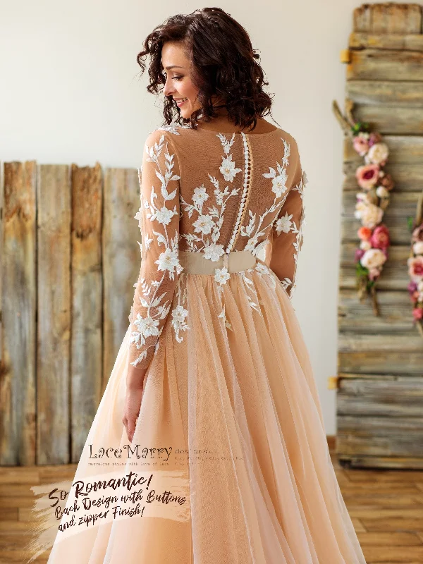 Sexy Boho Wedding Dress with Long Sleeves