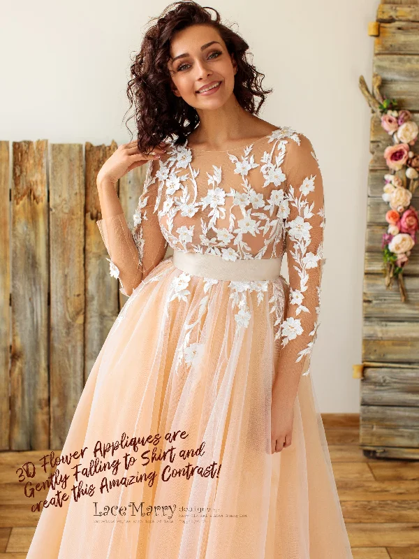 Sexy Boho Wedding Dress with Long Sleeves