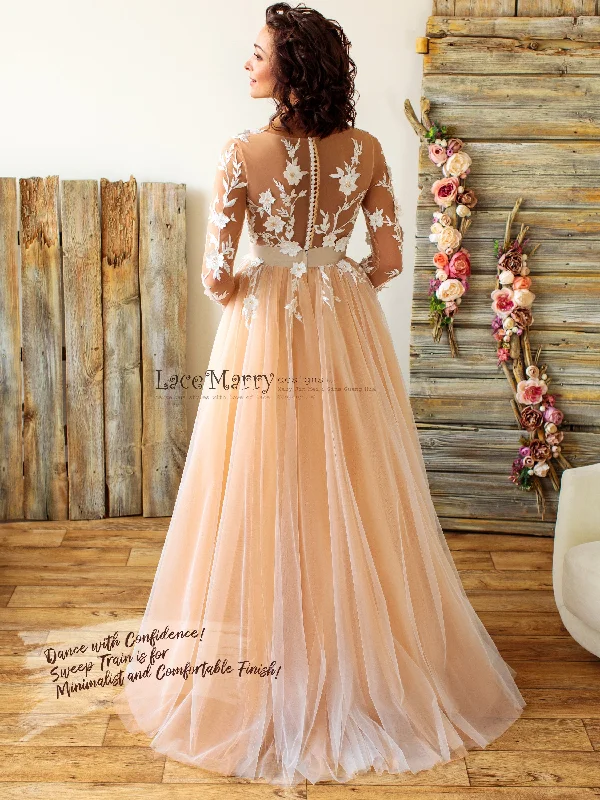 Sexy Boho Wedding Dress with Long Sleeves