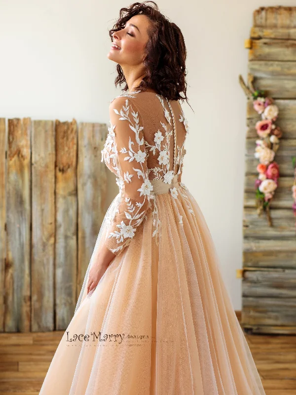 Sexy Boho Wedding Dress with Long Sleeves