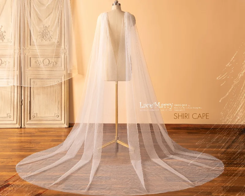 SHIRI / Square Neck Wedding Dress with Separate Cape