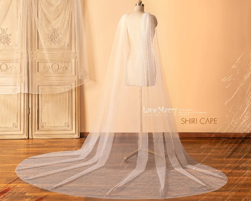 SHIRI / Square Neck Wedding Dress with Separate Cape