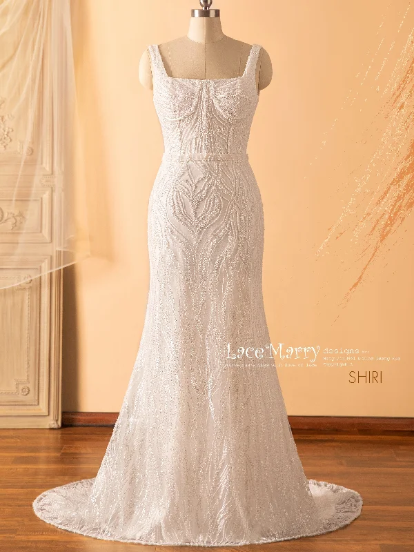 SHIRI / Square Neck Wedding Dress with Separate Cape