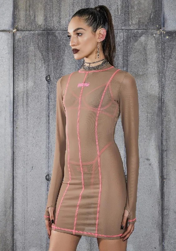 Snare Nude Mesh Bodycon Dress