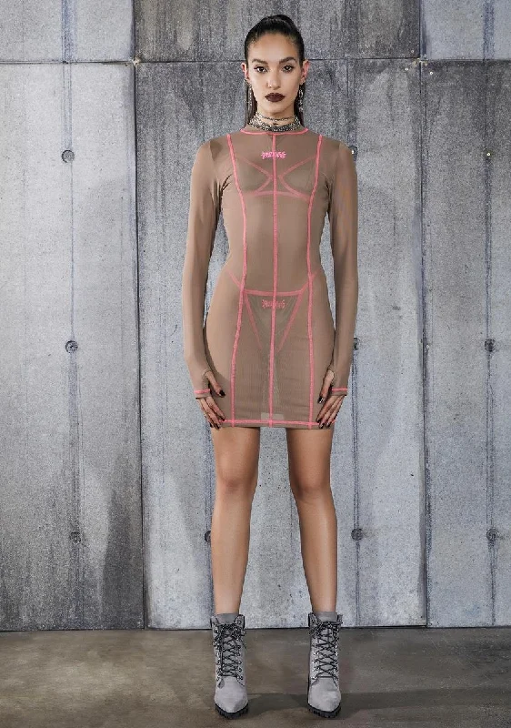 Snare Nude Mesh Bodycon Dress