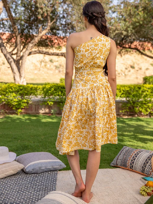 Sunshine Mustard One Shoulder Dress