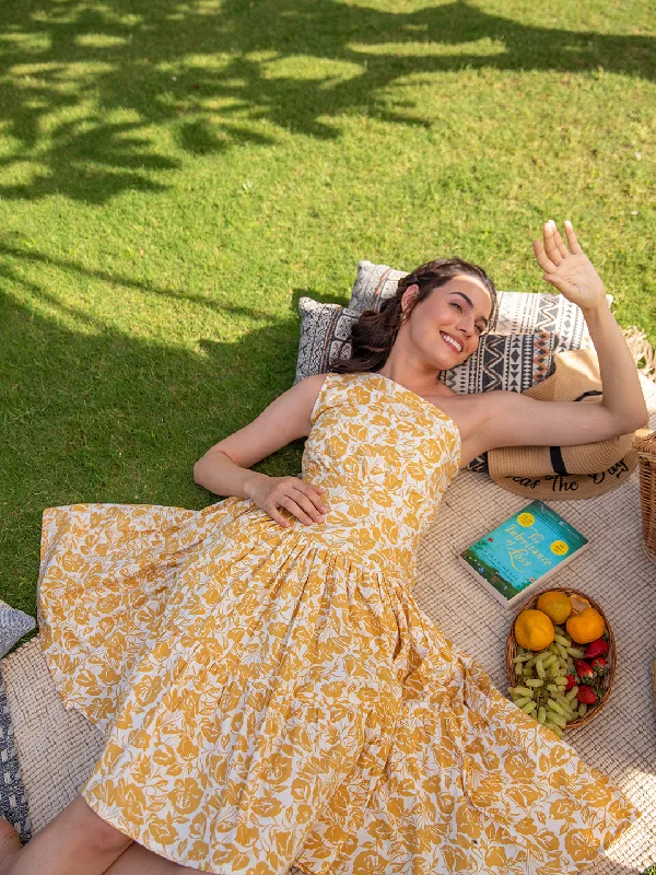 Sunshine Mustard One Shoulder Dress