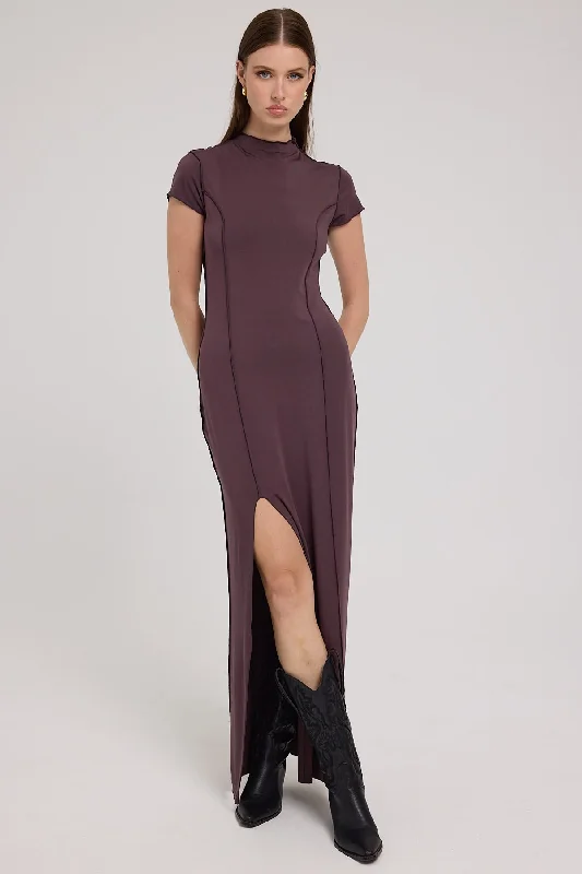 Thrills Phoebe Dress Chocolate Plum