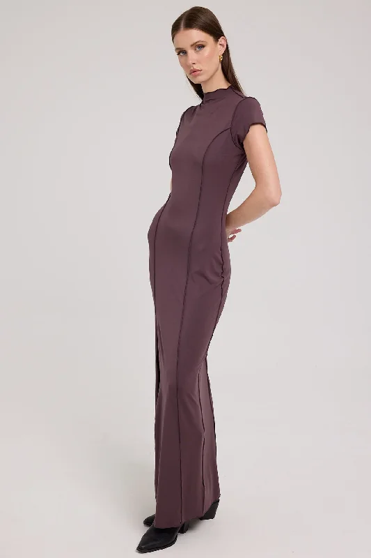 Thrills Phoebe Dress Chocolate Plum