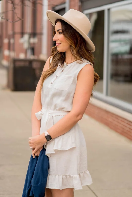 Tiered Ruffle Bottom Tie Tank Dress