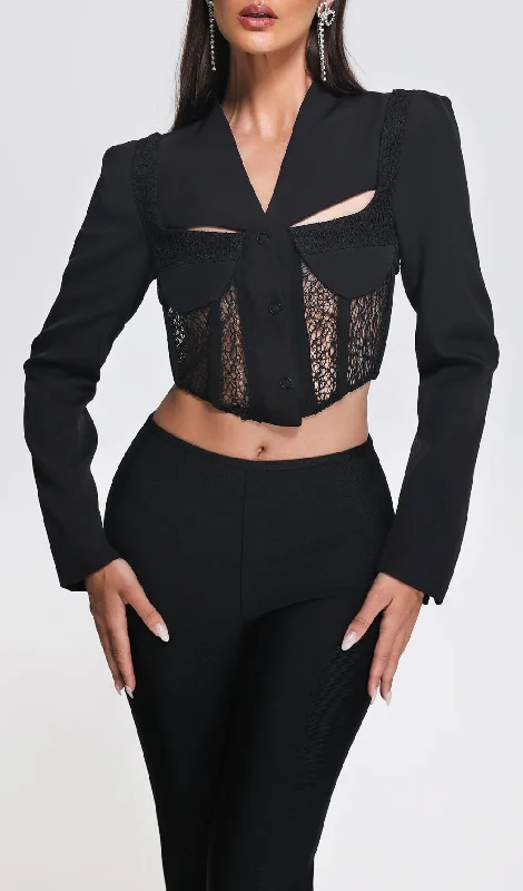 Lace Blazer In Black