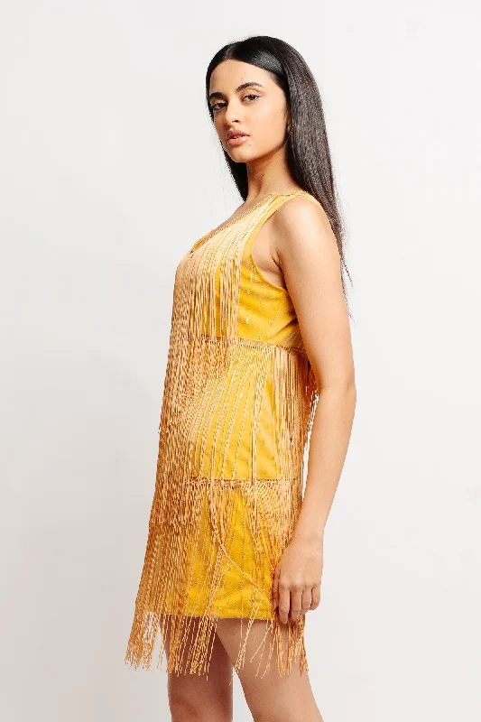 Warm Shimmer V Neck Dress