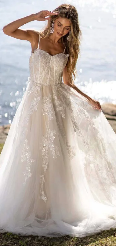 A-line Unique Design Beach Vintage Garden Long Wedding Dresses WD129