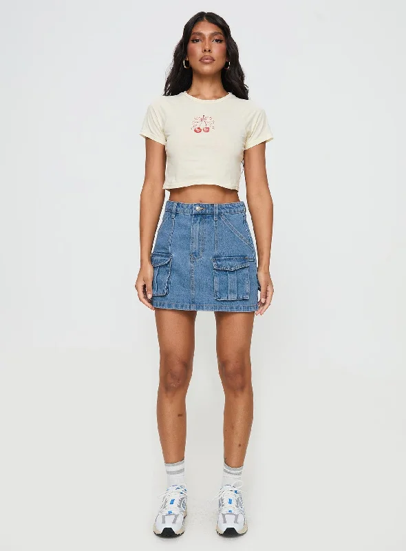 Chillders Denim Mini Skirt Mid Wash Tall