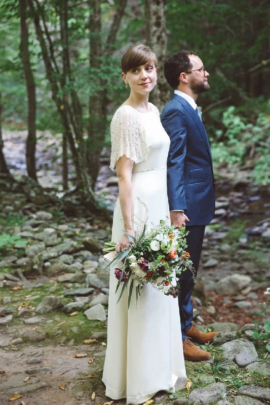 CR6380 Elegant Cream Wedding Dress, Resonating Old Hollywood Glamour