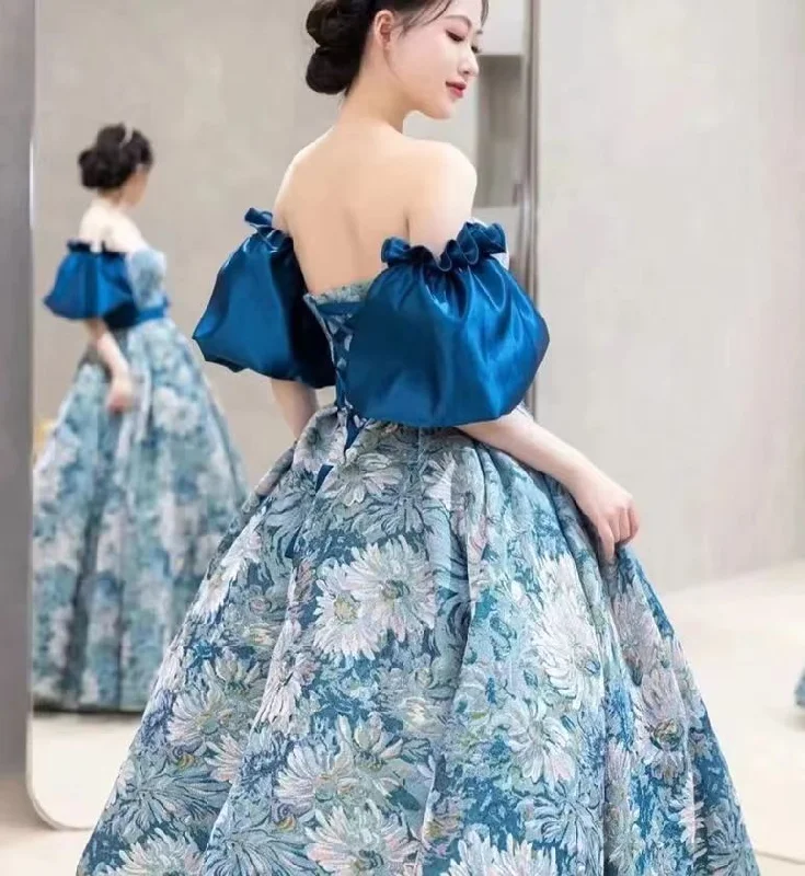 Elegant A-line Long Prom Dresses, Newest Floral Bridal Gowns, Fashion Wedding Dresses