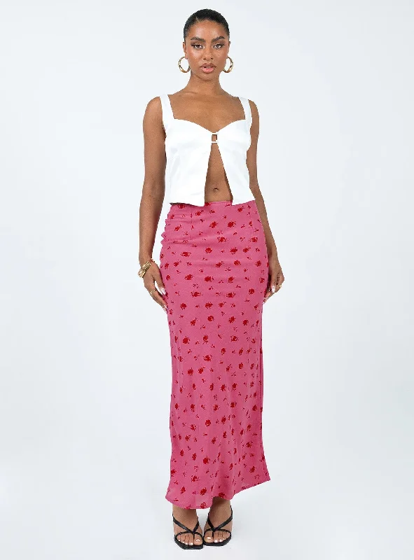 Gendling Midi Skirt Pink Floral