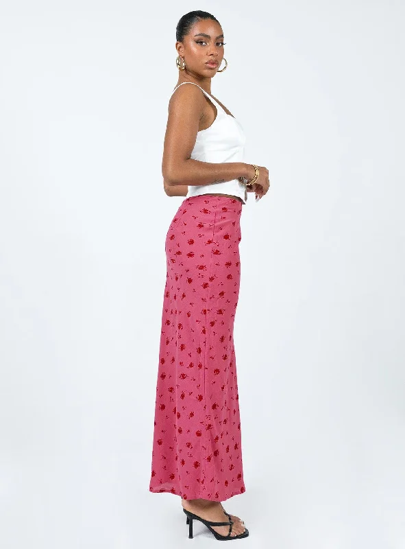 Gendling Midi Skirt Pink Floral