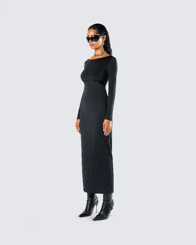 Izel Black Backless Maxi Dress