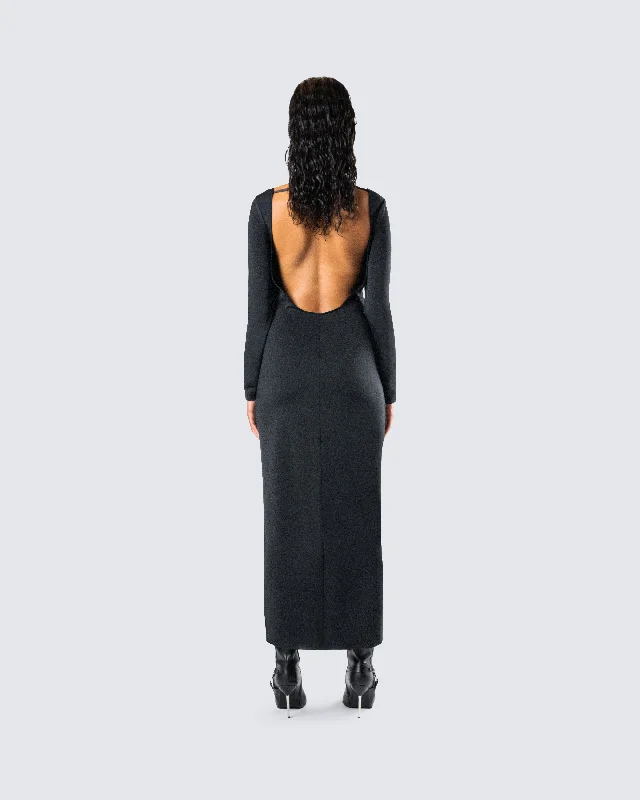 Izel Black Backless Maxi Dress