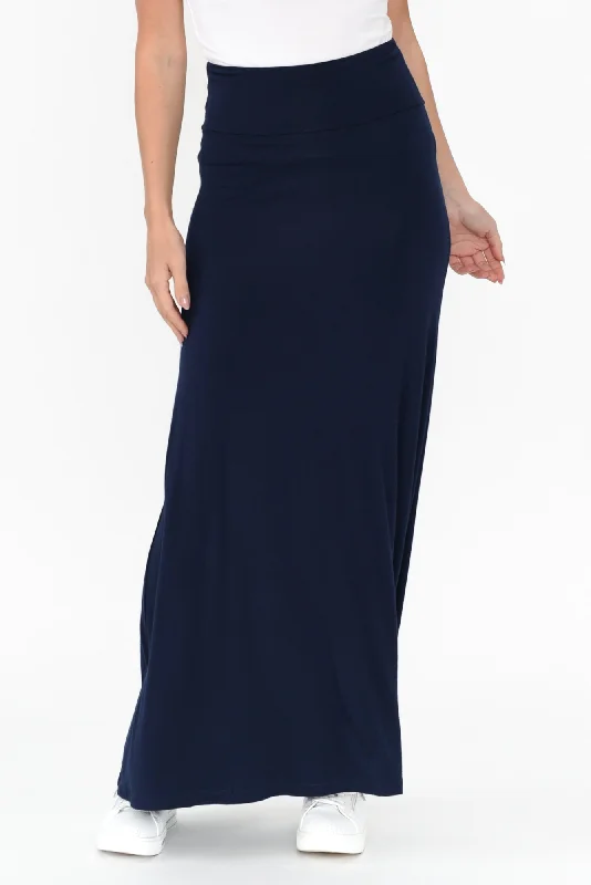 Lana Navy Bamboo Maxi Skirt